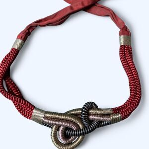 Vintage Boho Rope Belt – Knotted Metallic Statement Piece